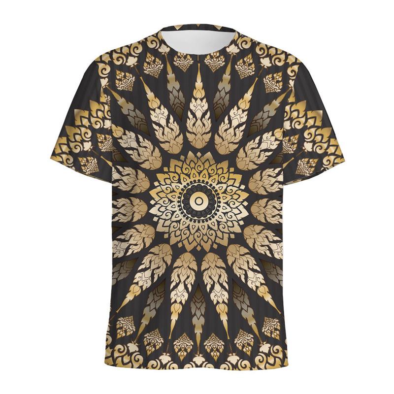 

Bohemian Mandala Pattern T Shirt Men Kaleidoscope 3D Printed T-Shirts Summer Fashion O-Neck Loose Short Sleeve Tees Streetwear XXS