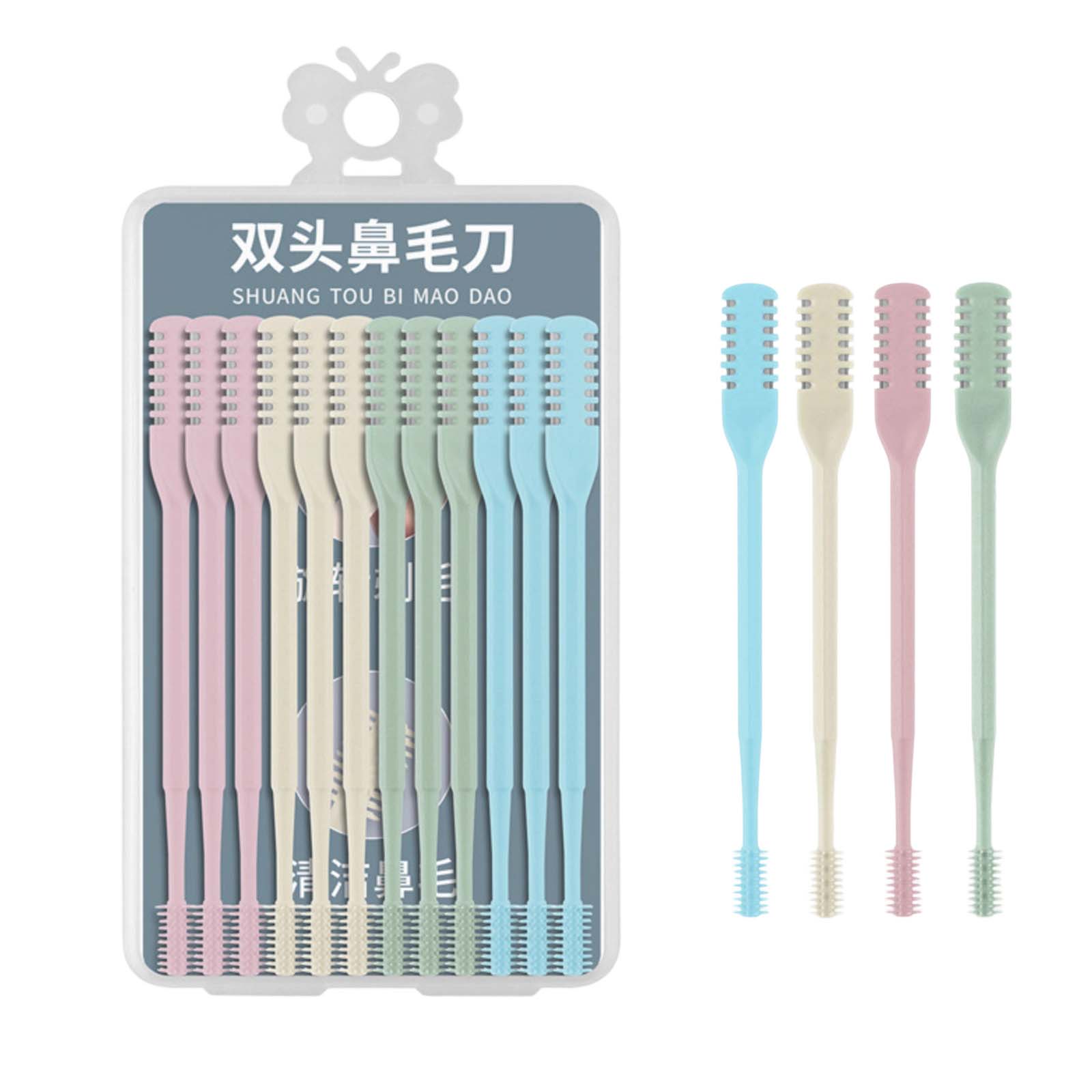 

12pcs 2-in-1 Nasal Hair Cutter, Double-Sided Nose Hair Upgrade, Manual Nose Portable With Soft Cleaning Brush For Women And Men One Size