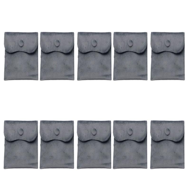 Soft Velvety Jewelry Storage Pouches, 10 Separate Snap-Button Bags for Sorting, Travel Carrying, and Gift Presentation