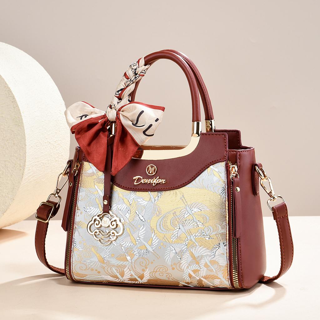 Women’s Light Luxury Red Chinese Embroidery Handbag, Elegant Mother’s Day Wedding Gift Shoulder Crossbody Bag For Middle Aged Mom