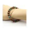 Stones and Minerals. Moss Agate + Wood Bead Bracelet 8 Mm. Made In France.