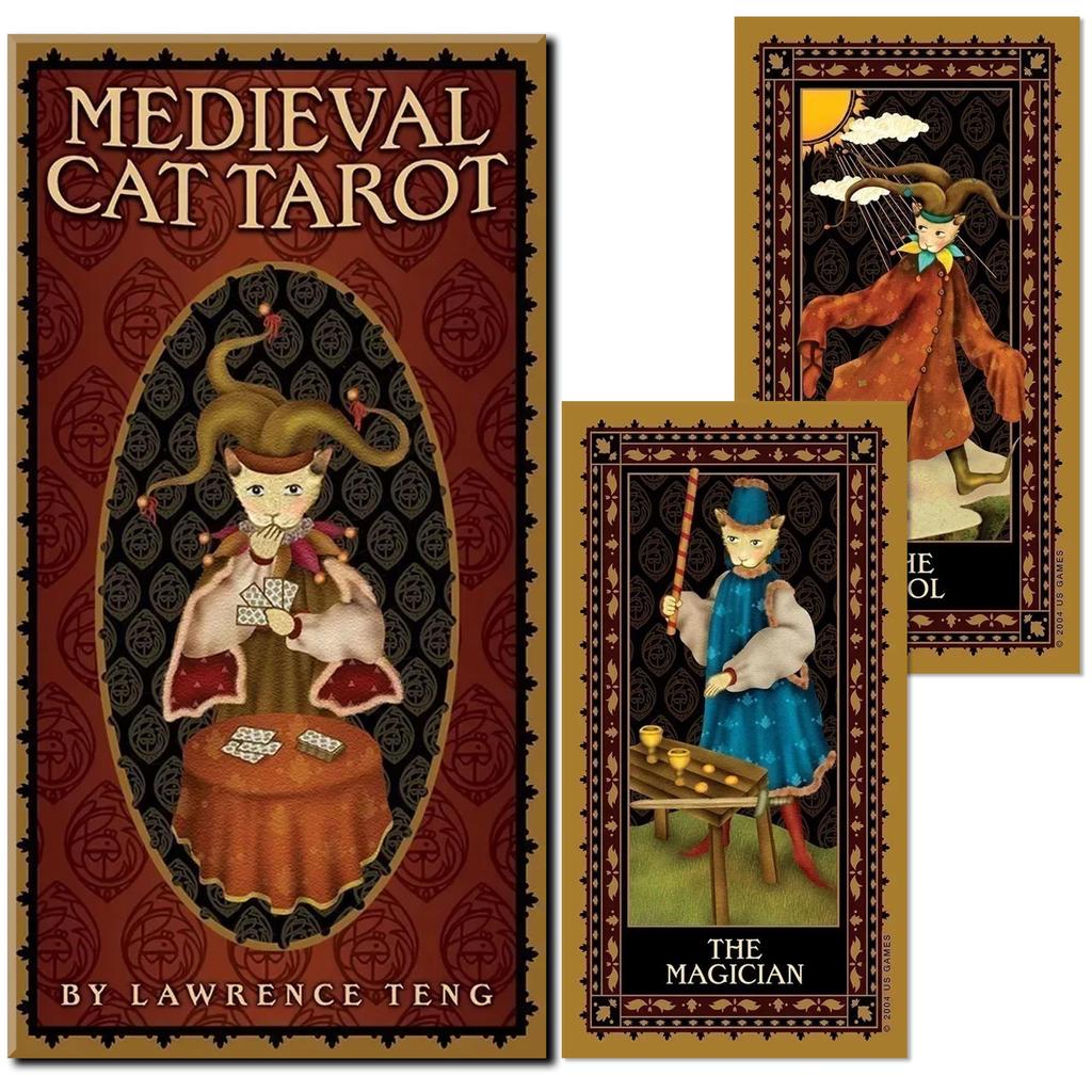 LANG Tarot Cards Cat Tarot with Japanese Medieval Cat Tarot Reading Cute [Medieval Instructions] Rider-Waite Edition, Beginner's Guide, Tarot,