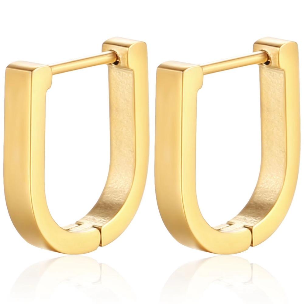 2 STÜCKE Neue Goldfarbe Quadrat Creolen Frauen Männer Edelstahl Huggie Minimalistischen Punk Unisex Rock Ohrringe Piercing Schmuck