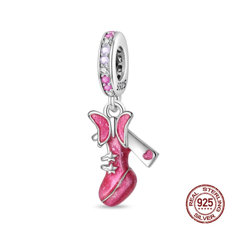 Original Charms Copper Pink Girly Heart-Shaped Charms Bead Fit 3Mm Original Bracelet Womens Diy Fine Jewelry Gifts