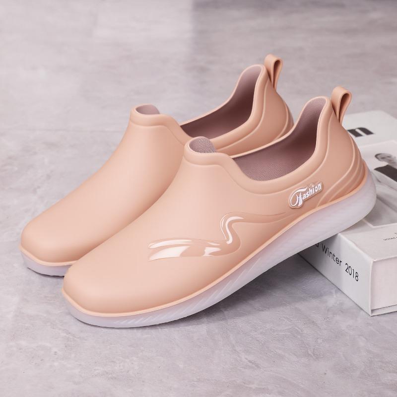 Shallow Rain Shoes Women's Fashion Adult Low-top Rain Boots Short Tube Non-slip Waterproof Shoes Soft Sole Kitchen Work Shoes