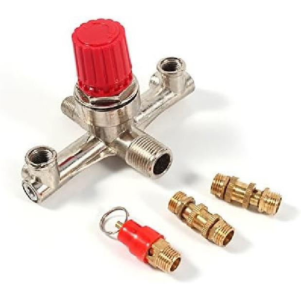 Double Outlet Tube Zinc Alloy Air Compressor Pressure Regulator Valve Fit Parts Efficient Voltage Regulation Superior Sealing Air Compressor Pressure