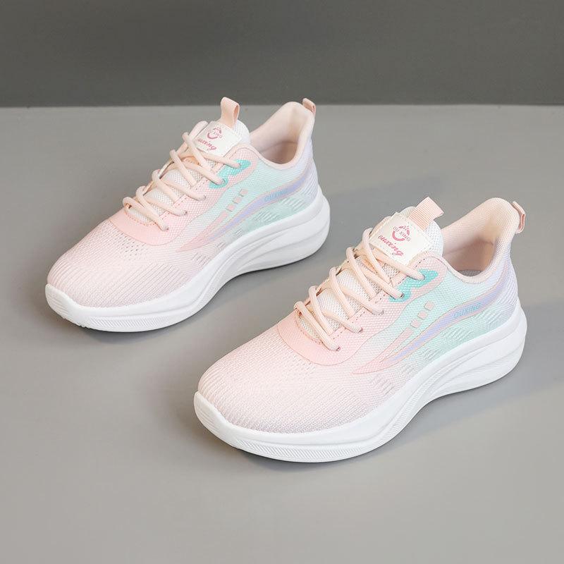 Spring and Autumn Summer Youth Fashion Breathable Sports Leisure Soft Sole Comfortable Gradient Color Sports Women s Shoes 36 розовый
