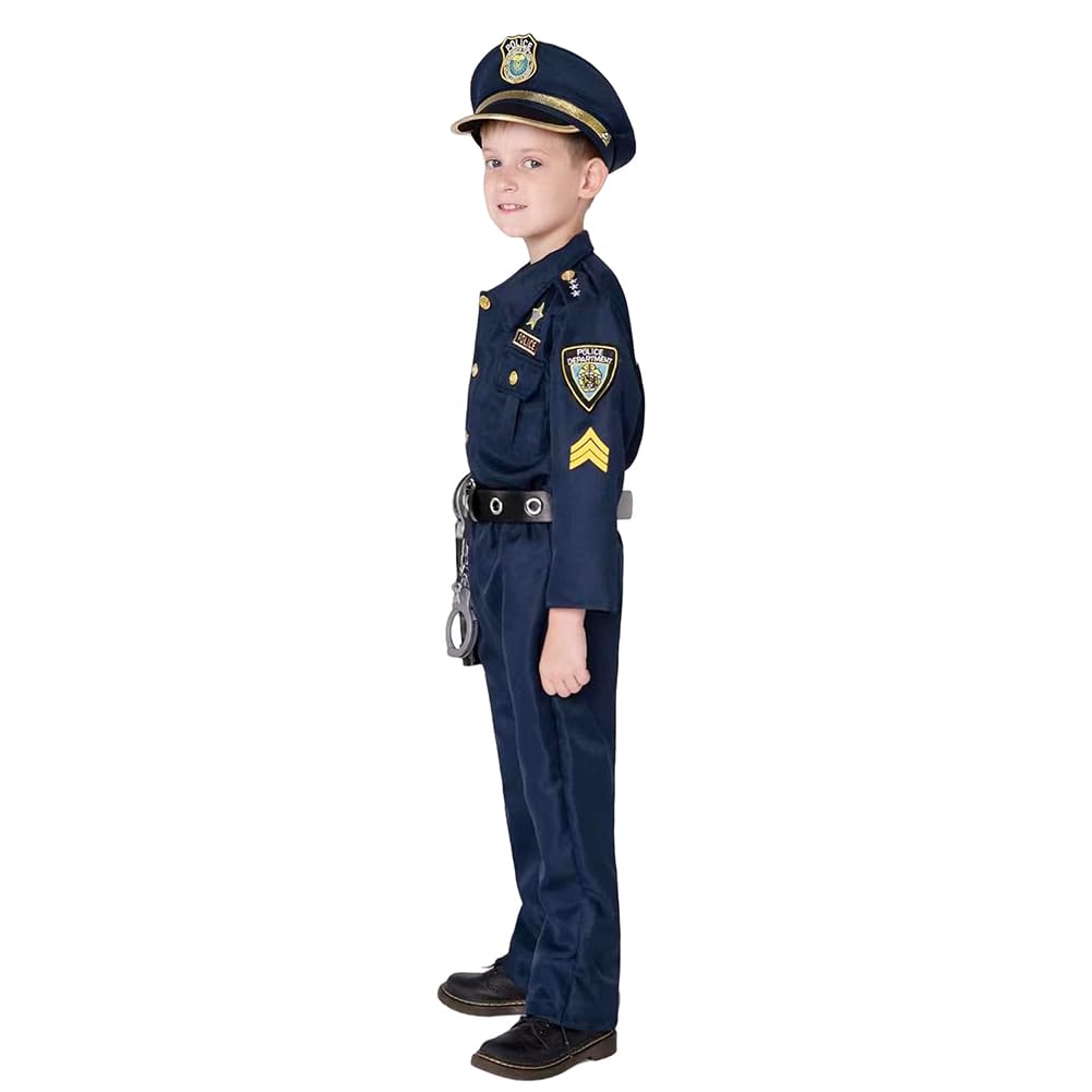 Yolrky Police Officer Cosplay Costume for Police Policeman Costume Kids, Halloween, Uniform, (XS)