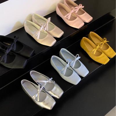Inner Height Increase Ballet Shoes with Skirt Mary Jane Single Shoes Spring and Summer New Evening Breeze Bow Women's Shoes French Shoes