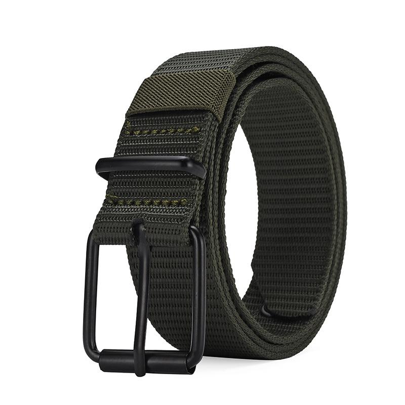 Porous And Durable Pin Buckle Belt Men'S Canvas Sports Men'S Belt Student Outdoor Military Training Jeans Belt