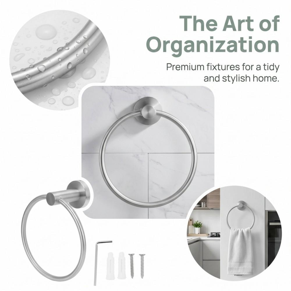 Stainless Steel Towel Ring Rustproof Towel Rack Modern Hand Towel Ring  Space Saving