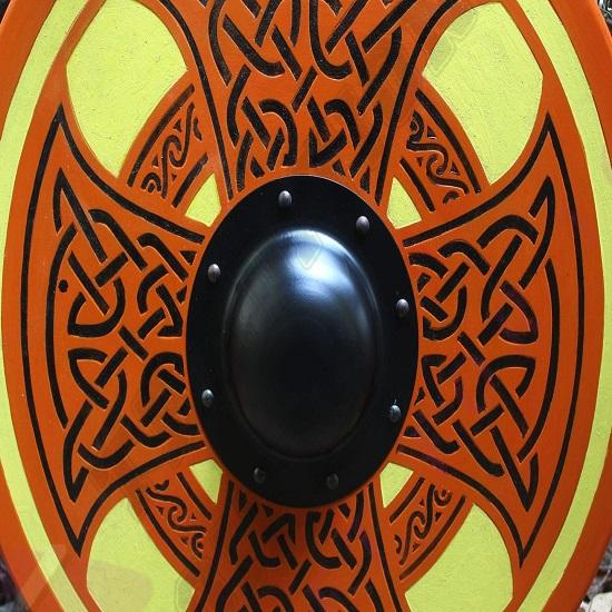 Karniproduction Viking Shield Roleplay Cosplay Item Medieval Celtic Wooden Carved Reviser Emblem