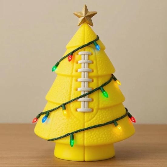Ball Christmas Tree Ornament Fun Football Xmas Tree Decoration Basketball Tree with Golden Star Topper for Festive Holiday Decor