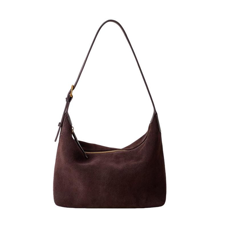 Suede High Silk Sanded Leather Underarm Bag Cowhide Bag Slouchy Premium High Capacity Shoulder Bag
