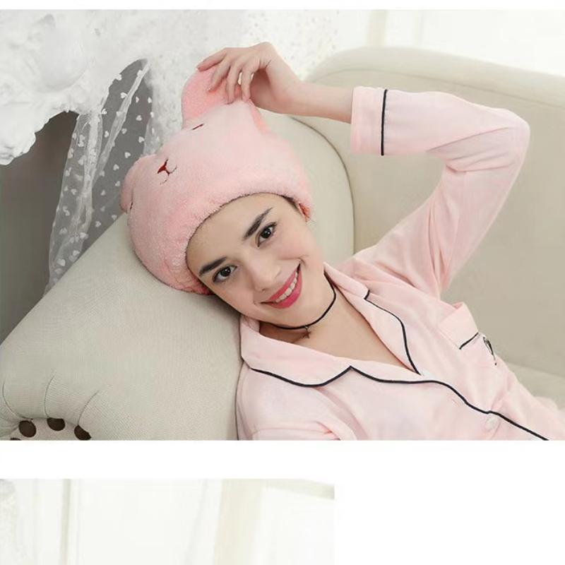 Cute Hair Drying Cap Hat Quick-Dry Hair Towel Cap Super Absorption Turban