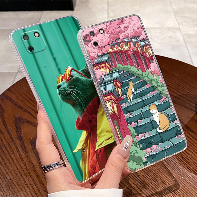 Jelly Casing For Huawei Y5P 2020 / Honor 9s Fundas Capa Clear Silicone Soft TPU Back Cover Cute Cat Rabbit Heart Protective Case