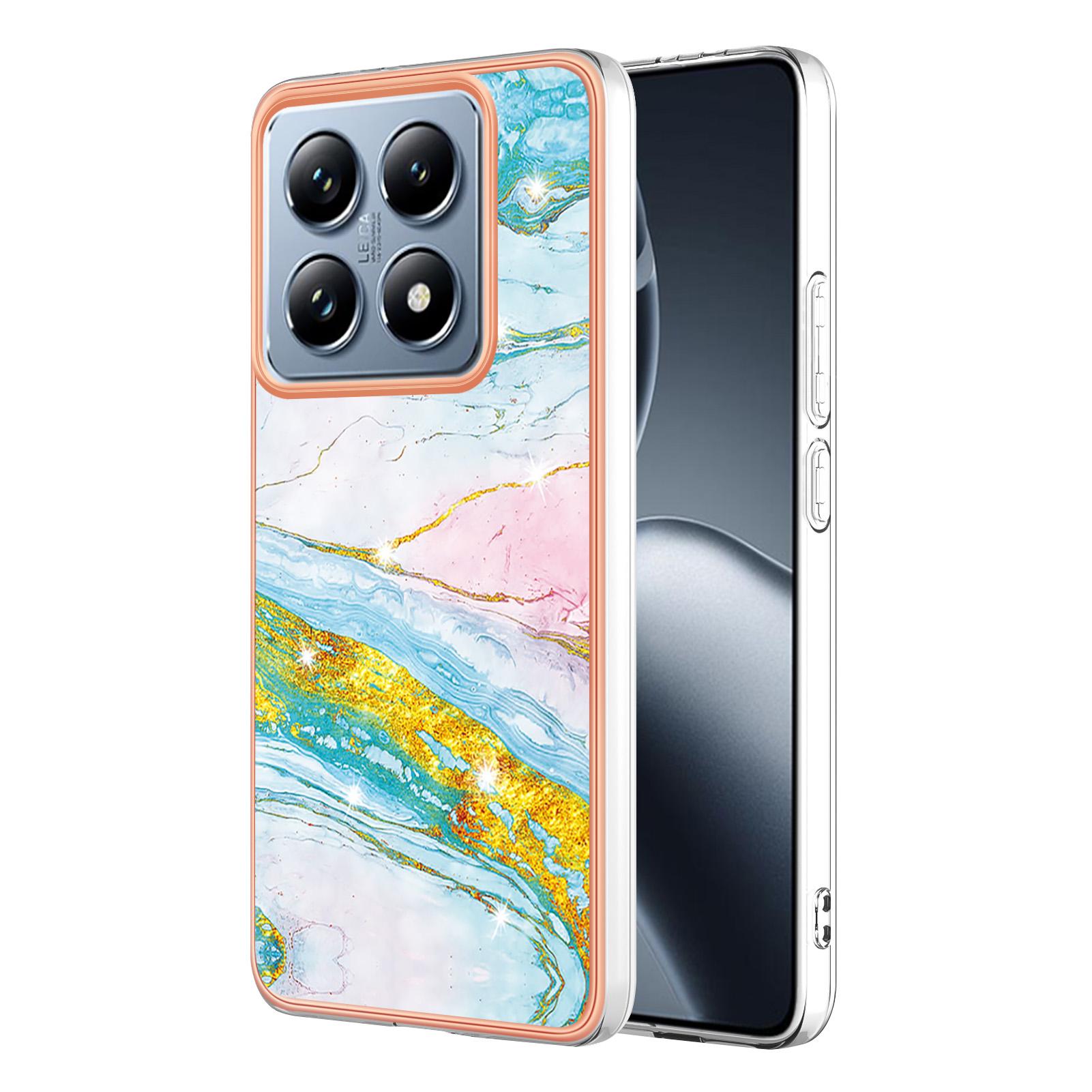 

For Xiaomi 14T Pro TPU Case with IMD Marble Pattern Electroplated Back Cover F