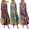 Fashion Summer Spring O-Neck Long Sleeve Casual Dresses