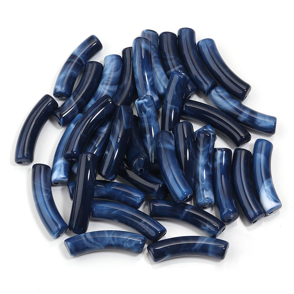 30 pezzi/lotto Perline Tubolari Curve in Acrilico Bicolore Forma Sottile di Bambù Perline Distanziatrici Sfuse Per Braccialetti Collane Fai da te Accessori per Gioielli