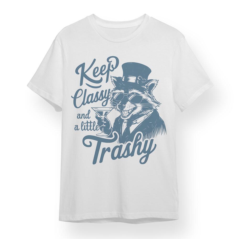 

Women s Plus Size T-shirt With Classy Trashy Raccoon Graphic 100% Cotton Tee USA 4XL