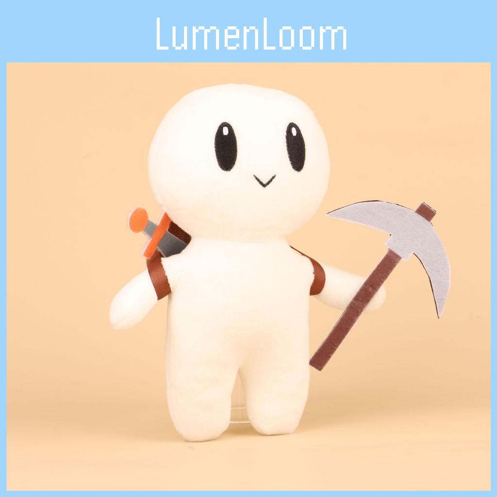 White Forager Square Man With Sickle Plush Toy Game Stuffed Doll 20cm Decoration