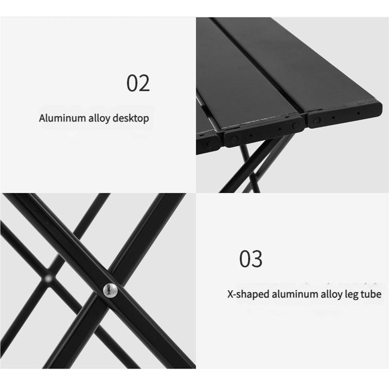 Lightweight Aluminum Folding Table Portable Camping Desk Compact Roll Top Design for Outdoor Picnic Barbecue Beach