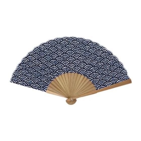 Ripple Ken Onishi Manufacturer Aperture Style Japanese Pattern Fan 21cm Qinghai Wave Indigo Fan Cool Japanese Pattern Approx. 21cm S19-SW03