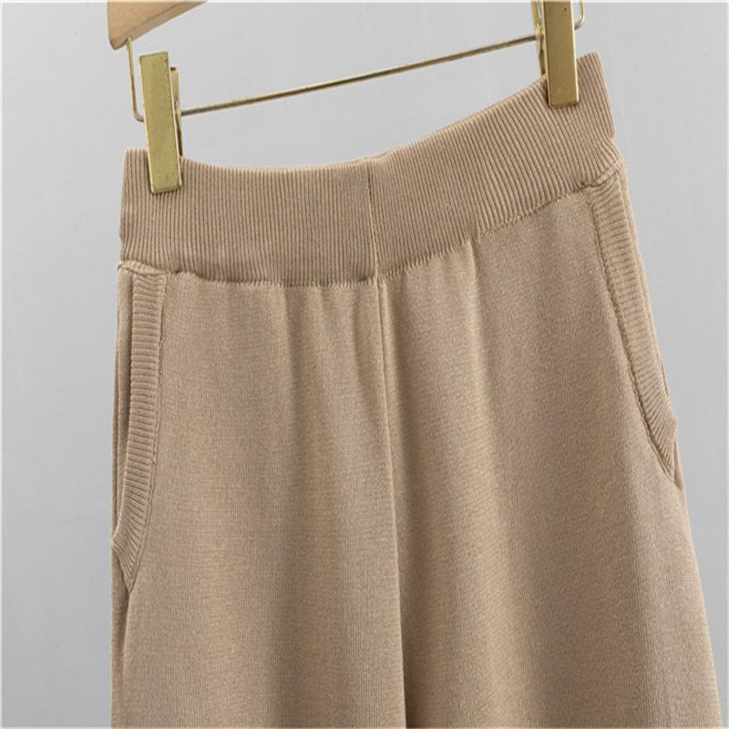 Autumn And Winter Women's Knitted Suit Cardigan Camisole Wide Leg Pants Suit