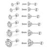 2/6/12pcs 20G Inlaid Cubic Zirconia Stud Earrings,Stainless Steel Screw Back Barbell Studs Daith Tragus Cartilage Earrings