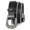 American fashion punk style belt for men and women, trendy carved silver buckle, rivet decoration, versatile belt for women