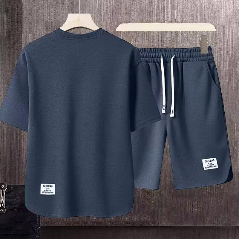 Ice Degree Men's Minimalist Summer Two-Piece Set: Trendy Loose Shorts & Long Pants