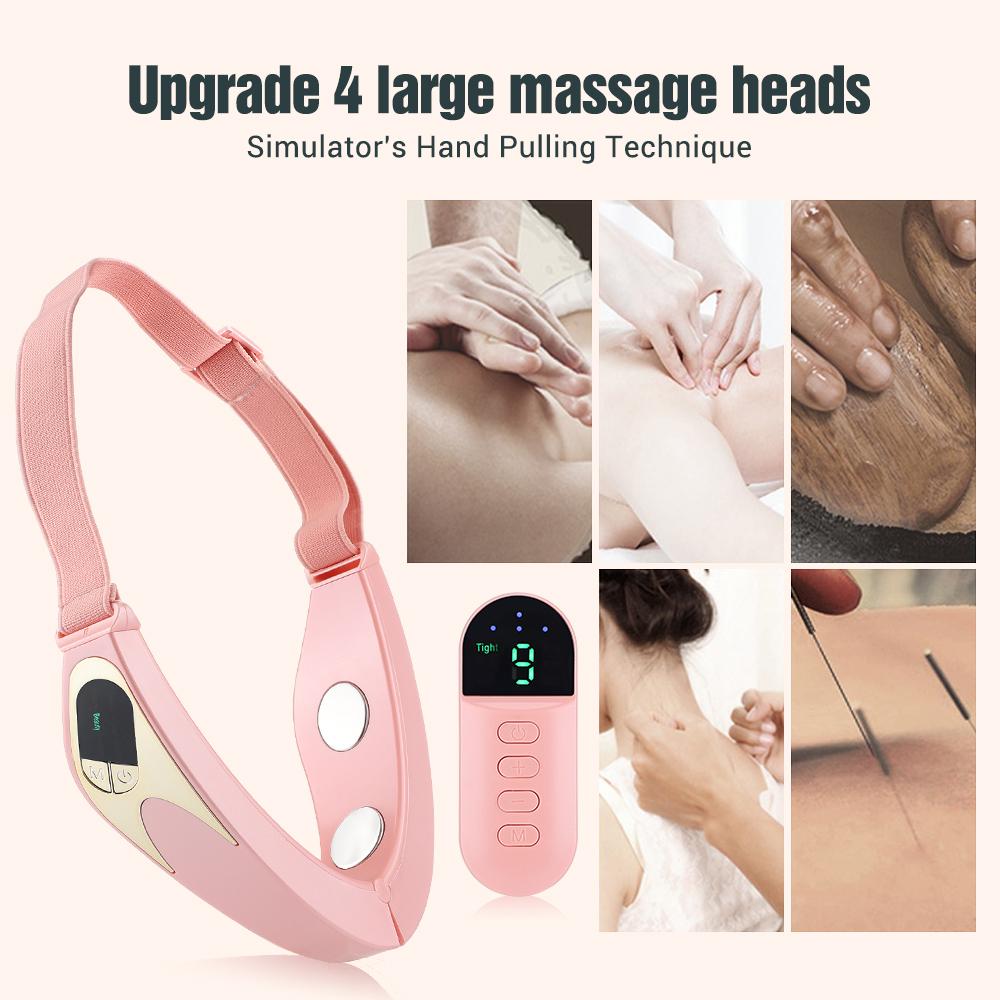 Face Lifting Device Double Chin Remover Skincare EMS Low Frequency Facial Massager 8 Modes 9 Intensities V-Face Slimmer