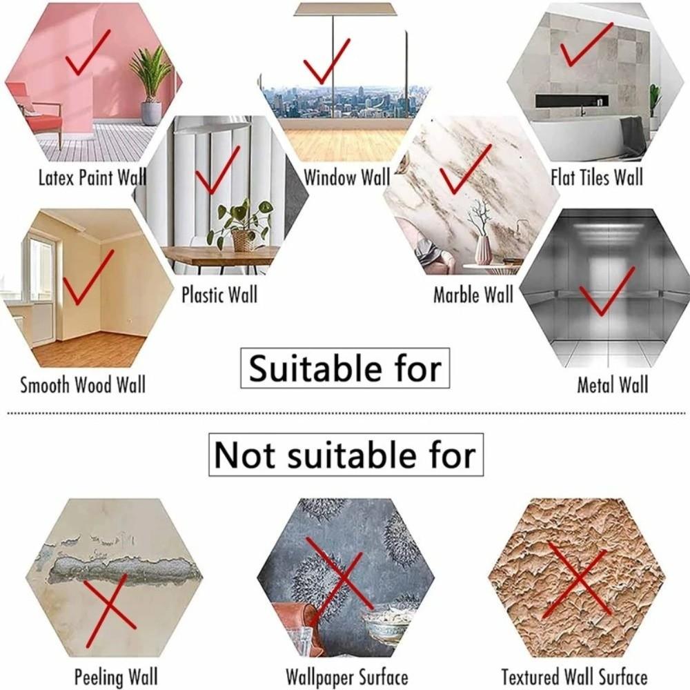 Self-Adhesive Acrylic Mirror Sheet 20/30/40cm Non Glass Mirror Stickers  Home Office