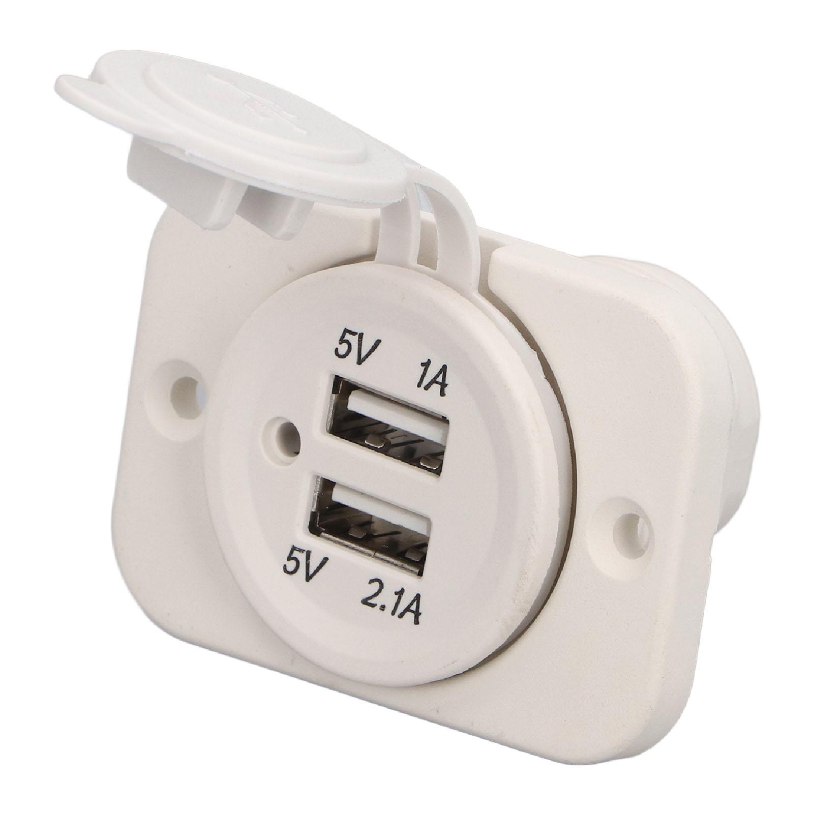 

Автомобильное зарядное устройство с двумя USB-портами DC5V 2.1A 1A, зарядное устройство USB для прикуривателя с синим светодиодом для мотоцикла