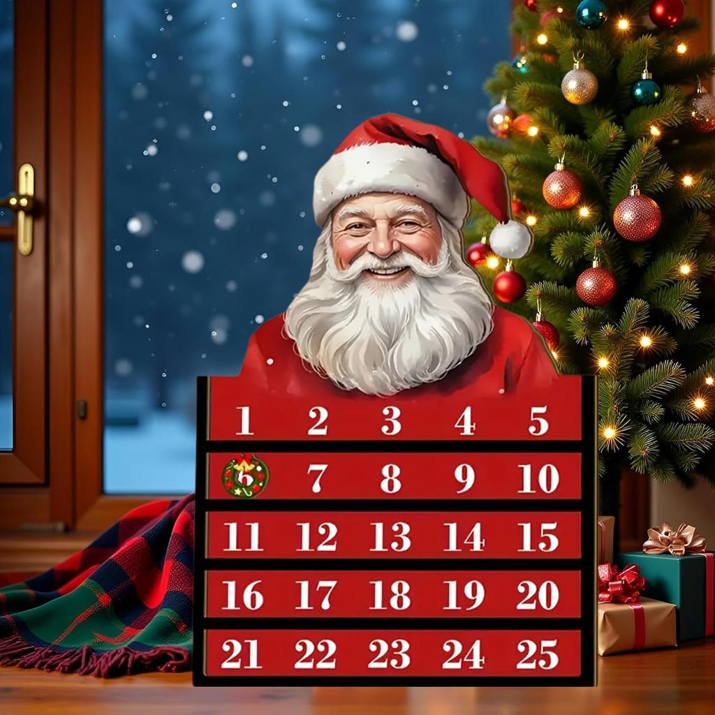 Countdown Calendar Festive Wooden Toy Display Decor Advent Countdown Calendar For Vacation Holiday Classroom Offices Desk Kids