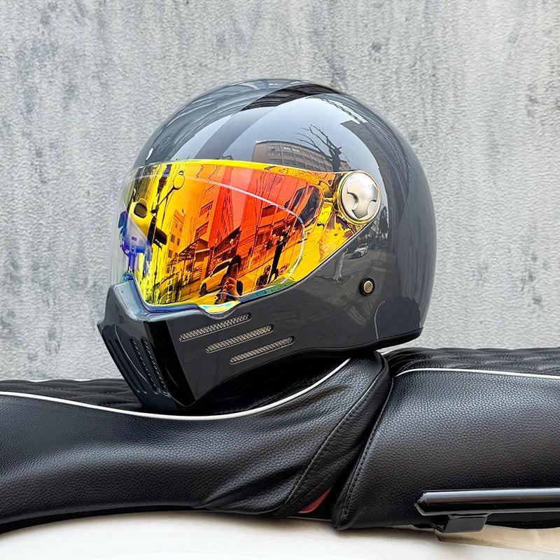 DOT ECE Certified Full Face Motorcycle Helmet Men Women Cruiser Bike ABS Shell With Bluetooth Slot Dual Lens