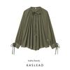 Kaslead New Women Clothes Western Style Temperament Bow Lace-up Long Sleeve Shirts Top