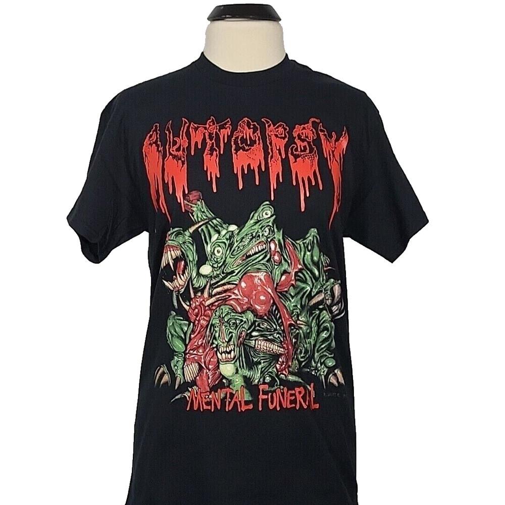 AUTOPSY Mental Funeral L LARGE T-Shirt Black Mens Band Logo Unisex T-Shirt L