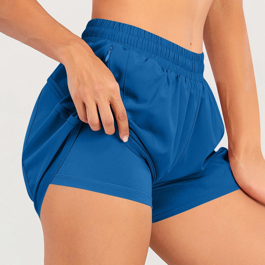 Women's Sports Running Shorts, Quick-drying And Lightweight Fitness Shorts With Zippered Pockets
