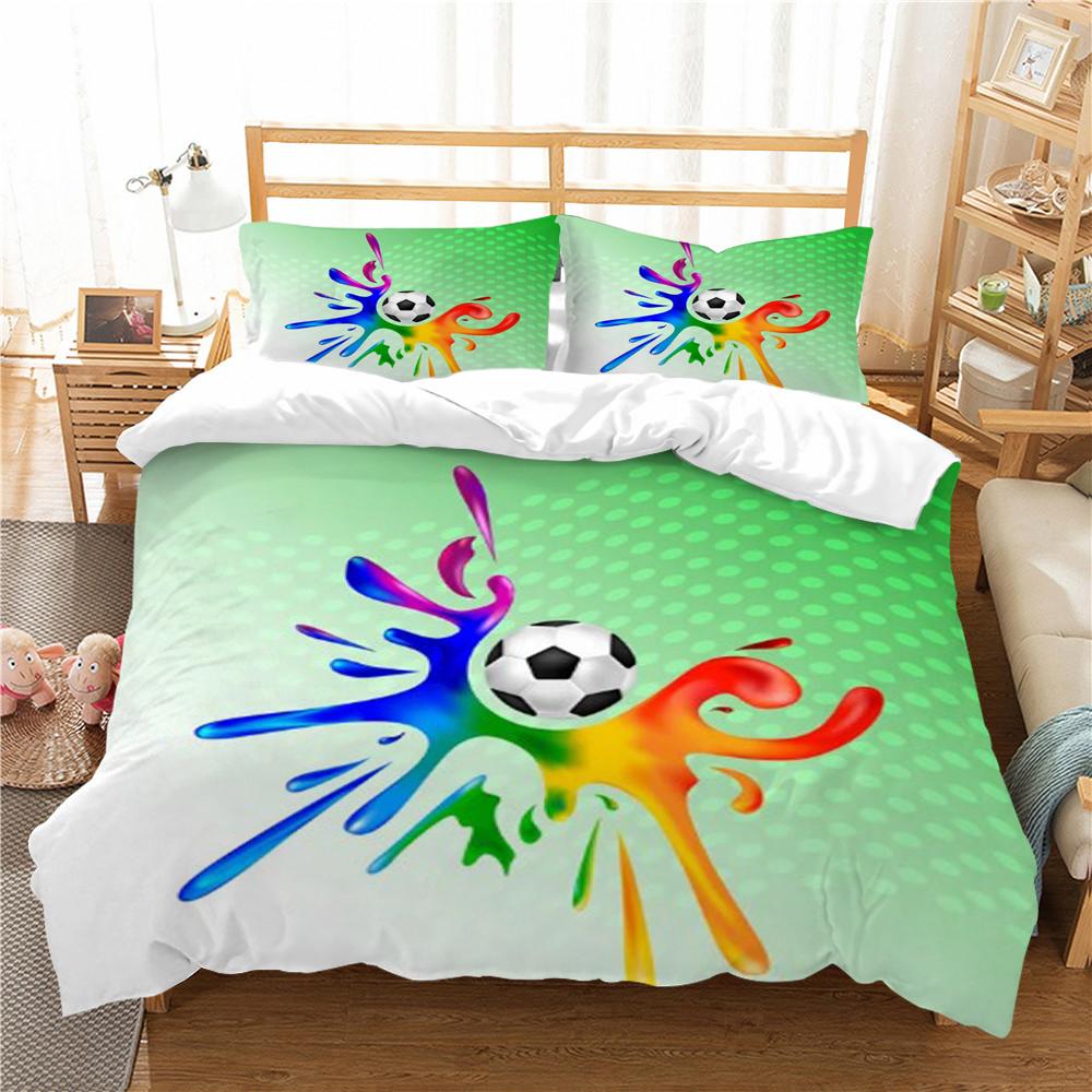 Fußball Malerei Bettbezug Anzug Heim Bettwäsche Queen Bettbezug Set Modisches Bettwäschebezug-Set