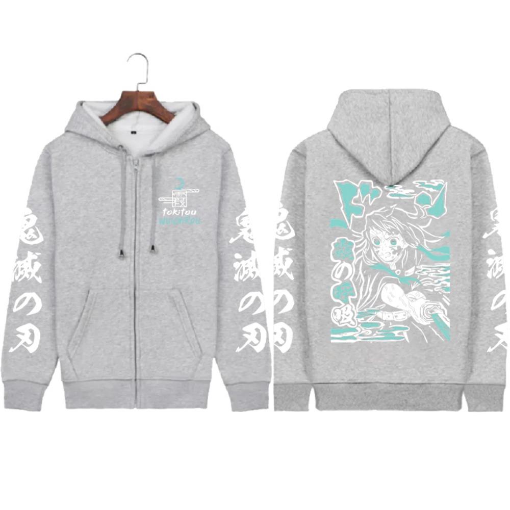 

Популярный аниме-убийца демонов Токито Муичиро с принтом из мультфильмов, мужская спортивная одежда, повседневная спортивная одежда на молнии со свободными рукавами, куртка Harajuku на молнии S