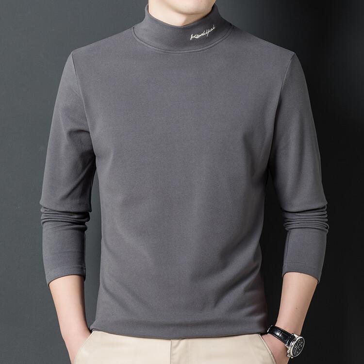 Autumn Winter Men s Double-Sided Fleece Long Sleeve Embroidered Half-High Collar Sweatshirt M