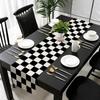 13x72 in Black and White Checkered Table Runner, Classic Linen, Perfect for Race Themed Parties and Events
