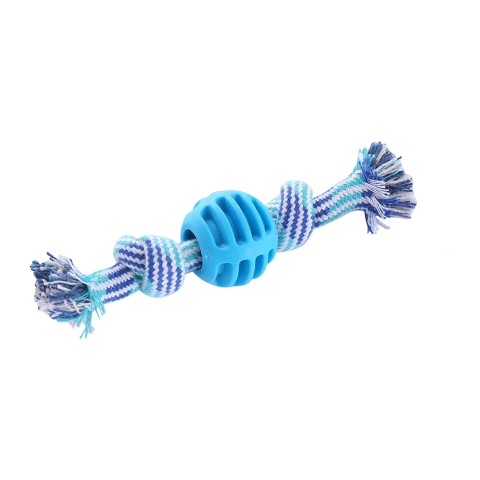 

Dog Rope Toy With TPR Ball, Double Knot Chew Toy For Teeth Cleaning, Interactive Puppy Teething Toy For Small To Medium Dogs, Washable Cotton Rope Pet One Size синий