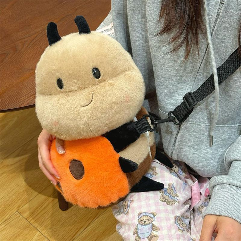 

TreasuringU Cartoon Bee Plush Backpacks Cute Animals Soft Texture Shoulder Bag Yellow Stuffed Toy Sets Birthday Surprise Gifts