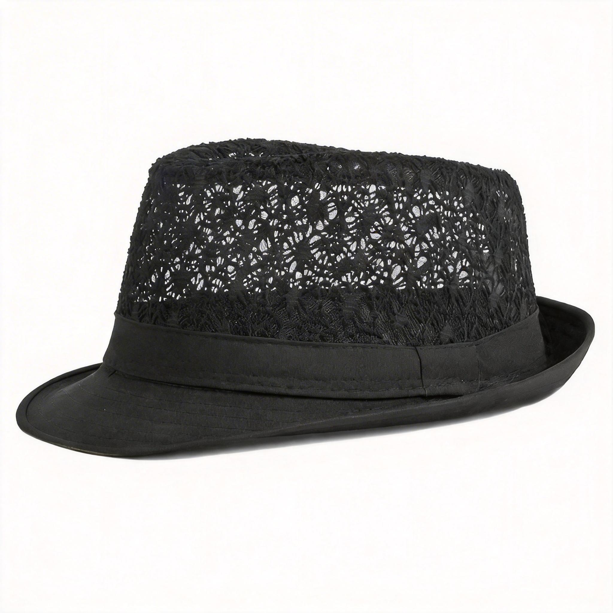 

Mesh Fedora Hat Unisex Party Headwear Outdoor Travel Hat Lightweight Beach Sun Cap For Gift Sun Outdoor Travel чёрный