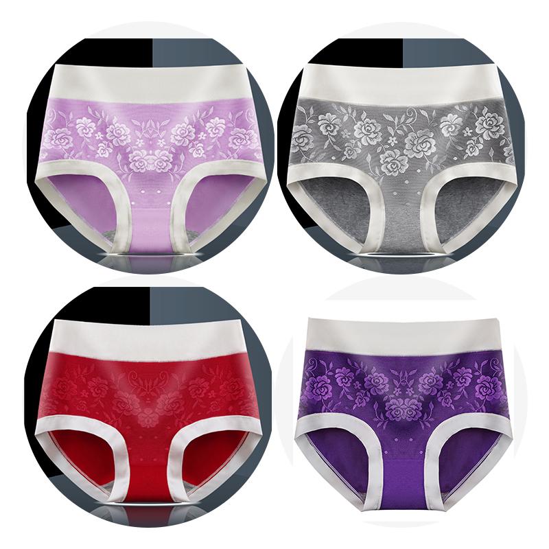 Mittlere Taille, große Größe, bequeme Damenunterwäsche, atmungsaktiv, antibakteriell, reine Baumwolle, sexy Spitzen-Slip für Frauen