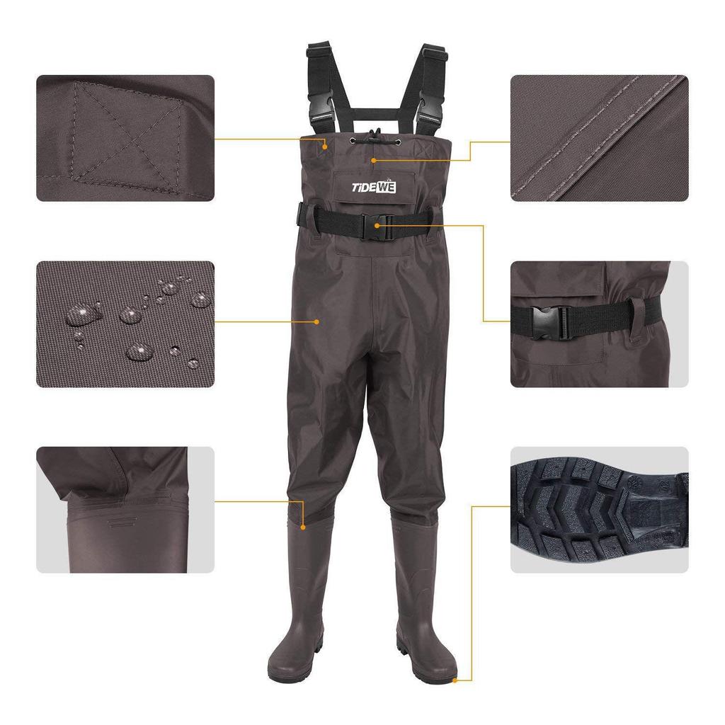 Waterproof Nylon Wading & Rain Pants - One-Piece Design for Fishing and Tide-Pooling.