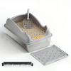 Top-Entry Stainless Steel Cat Litter Box with High Walls for Anti-Splash and Sand Control
