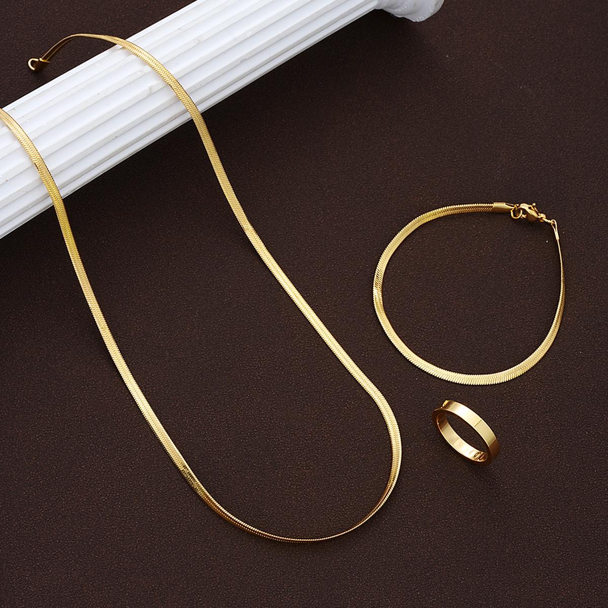 3pcs Fashion Hip Hop Stainless Steel Jewelry Set Men s Minimalist Necklace Bracelet Ring Set Perfect Gift for Hip Hop Fans 2026